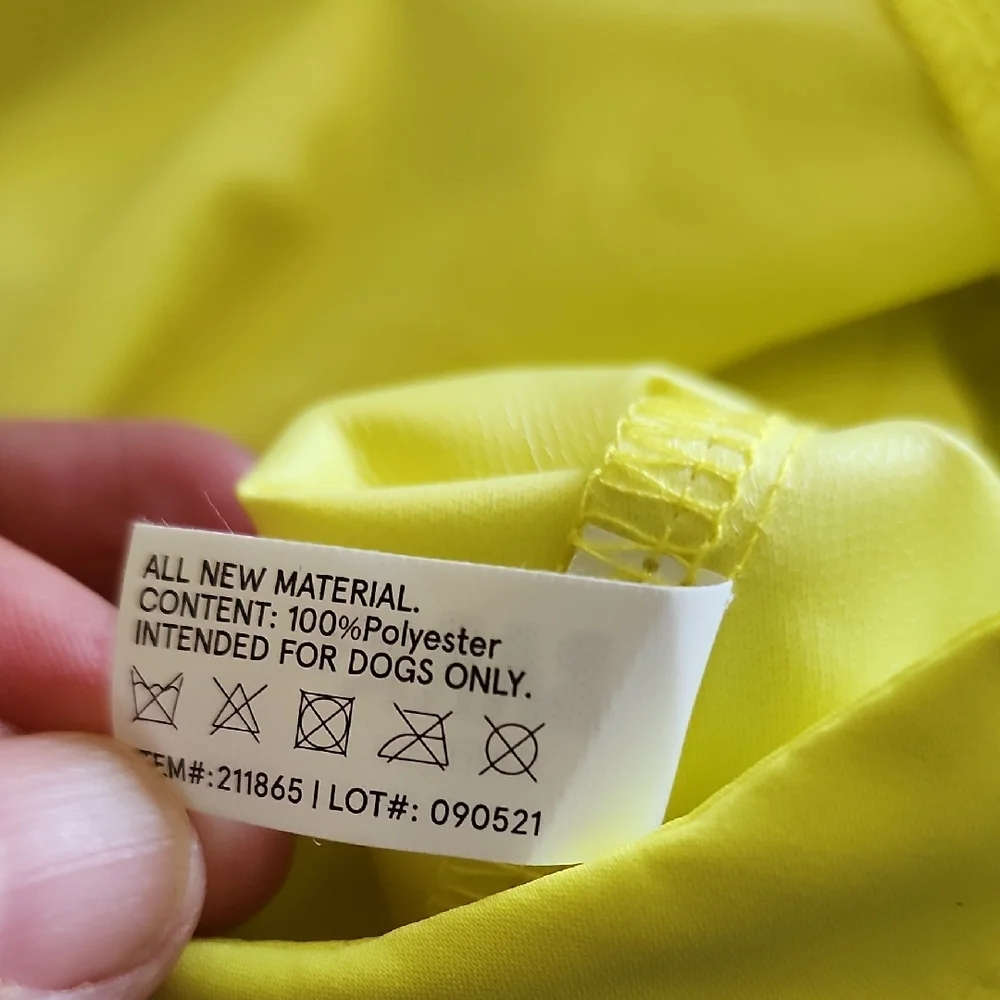 Bark Yellow Dog Raincoat For Small To Medium Dog Zips Up
